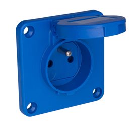104-8b zásuvka vestavná 3-pólová, 16A / 230V CZ, IP54, příruba 75x75mm, modrá, zadní přívo