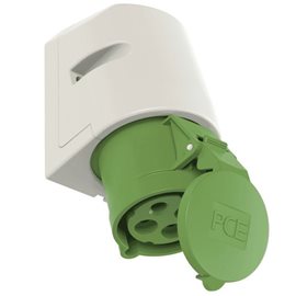 124-10 zásuvka nástěnná 4-polová, 32A / 50-500V, 100-300Hz, krytí IP 44