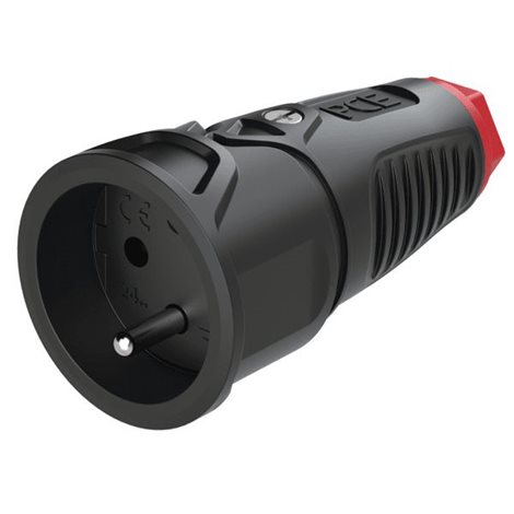 2410-sr CZ spojka guma/polyamid, 16A/250V, IP 20, červený kroužek, Taurus 2