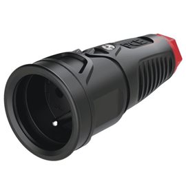 2410-srw CZ CZ spojka guma/polyamid, 16A/250V, IP 20, červený kroužek, hluboké provedení, 