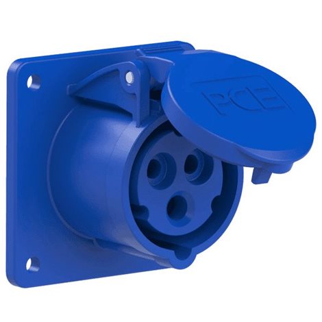 313-6TTf7 Zásuvka vestavná 3-pólová, 16A / 230V, 6h, IP44, příruba 75x75mm, přímá, bezšroubová
