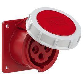 3142-6 zásuvka vestavná 4-pólová, 16A / 400V, 6h, IP67, příruba 75x75mm, přímá