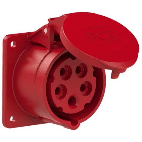 315-6f7 zásuvka vestavná 5-pólová, 16A / 400V, 6h, IP44, příruba 75x75mm, přímá