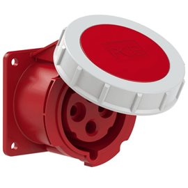 3242-6 zásuvka vestavná 4-pólová, 32A / 400V, 6h, IP67, příruba 75x75mm, přímá