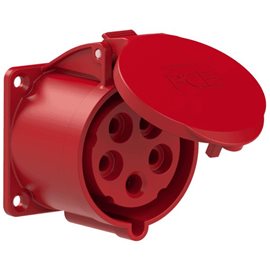 325-6tt zásuvka vestavná 5-pólová, 32A / 400V, 6h, IP44, příruba 70x70mm, přímá, bezšroubo