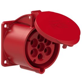 327-6v zásuvka vestavná 7-pólová, 32A / 400V, 6h, IP44, příruba 70x70mm, přímá, niklované 