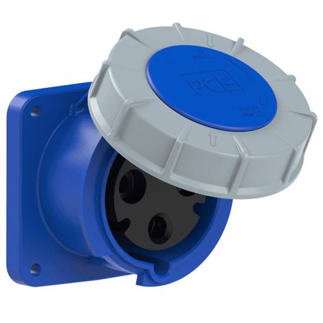 333-6 zásuvka vestavná 3-pólová, 63A / 230V, 6h, IP67, příruba 100x100mm, přímá, POWER TWI