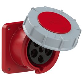 335-6 zásuvka vestavná 5-pólová, 63A / 400V, 6h, IP67, příruba 100x100mm, přímá, POWER TWI