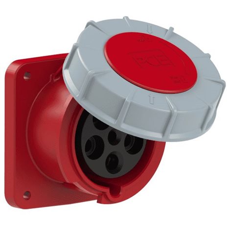 335-6fc zásuvka vestavná 5-pólová, 63A / 400V, 6h, IP67, příruba 100x107mm, přímá, POWER TWIST