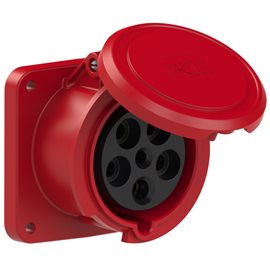 3351-6 zásuvka vestavná 5-pólová, 63A / 400V, 6h, IP44, příruba 100x100mm, přímá, POWER TW