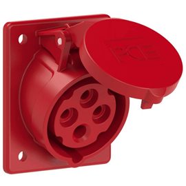 414-6tt zásuvka vestavná 4-pólová, 16A / 400V, 6h, IP44, šikmá, příruba 70x85mm
