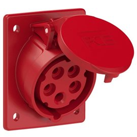 415-6tt zásuvka vestavná 5-pólová, 16A / 400V, 6h, IP44, šikmá, příruba 80x97mm, bezšroubo