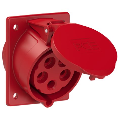 425-6 zásuvka vestavná 5-pólová, 32A / 400V, 6h, IP44, šikmá, příruba 80x97mm