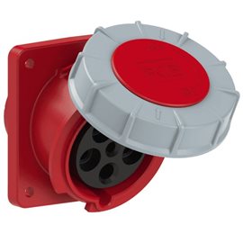 435-6 zásuvka vestavná 5-pólová, 63A / 400V, 6h, IP67, šikmá, příruba 100x112mm, POWER TWI