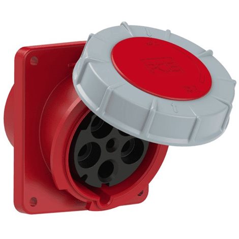 445-6 zásuvka vestavná 5-pólová, 125A / 400V, 6h, IP67, šikmá, příruba 120x130mm, POWER TW