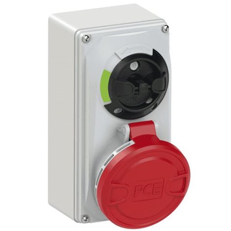 6125-6 zásuvka nástěnná 5-pólová, 32A / 400V, 6h, IP44, s blokováním