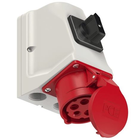75915-6 zásuvka nástěnná 5-pólová, 16A / 400V, 6h, IP44, s vypínačem