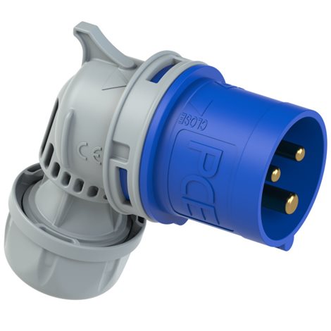 8013-6TT vidlice úhlová 3-pólová, 16A / 230V, 6h, IP44, bezšroubová TURBO TWIST