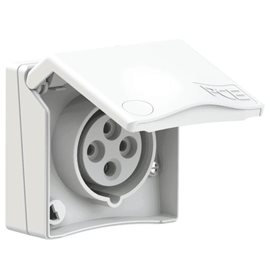 844-6v zásuvka vestavná designová, 4-pólová, 16A / 400V,6h, IP44, bílá