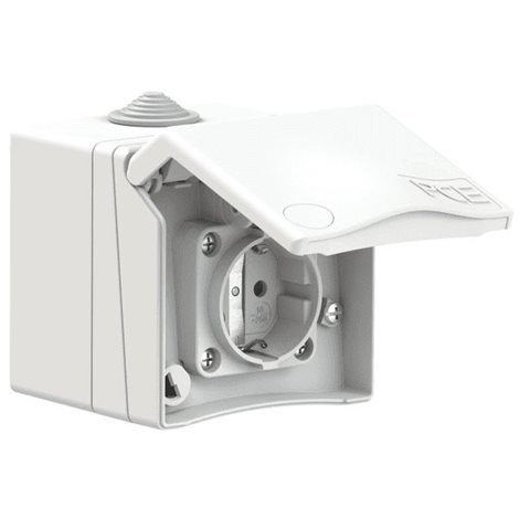 8630v zásuvka nástěnná designová, 3-pólová, 16A / 230V, DE standard, IP44, bílá
