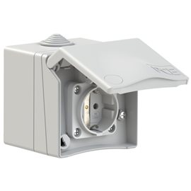 863108v zásuvka nástěnná designová, 3-pólová, 16A / 230V, CZ standard, IP44, bílá