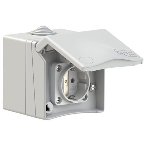 863108v zásuvka nástěnná designová, 3-pólová, 16A / 230V, CZ standard, IP44, bílá 1