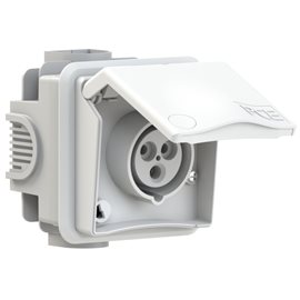 883-6v zásuvka pod omítku designová, 3-pólová, 16A / 230V, 6h, IP44, bílá
