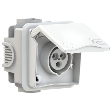 883-6v zásuvka pod omítku designová, 3-pólová, 16A / 230V, 6h, IP44, bílá 1