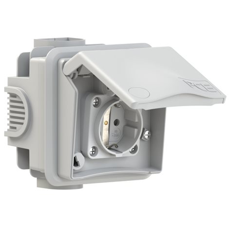883108gv zásuvka pod omítku designová, 3-pólová, 16A / 230V, CZ standard, IP44, šedá 1