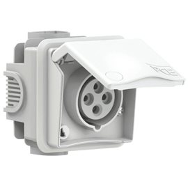 884-6v zásuvka pod omítku designová, 4-pólová, 16A / 400V, 6h, IP44, bílá