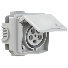 895-6gv zásuvka pod omítku designová, 5-pólová, 32A / 400V, 6h, IP44, šedá