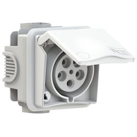 895-6v zásuvka pod omítku designová, 5-pólová, 32A / 400V, 6h, IP44, bílá