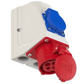 9214-6f zásuvka průmyslová 4-pólová, 16A / 400V, 6h + 16A / 230V CZ, IP44, COMBO