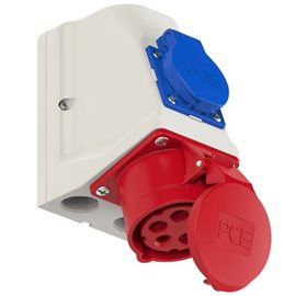 9215-6f zásuvka průmyslová 5-pólová, 16A / 400V, 6h + 16A / 230V CZ, IP44, COMBO