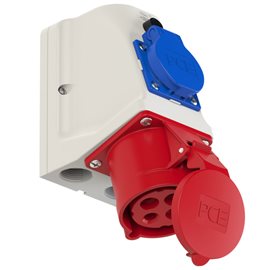 9224-6f zásuvka průmyslová 4-pólová, 32A / 380V ,6h, + 16A / 230V CZ, IP44, COMBO, pojistk