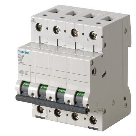 5SL6606-7 CIRCUIT BREAKER 400V 6KA, 3+N-POLE, C, 6A  1