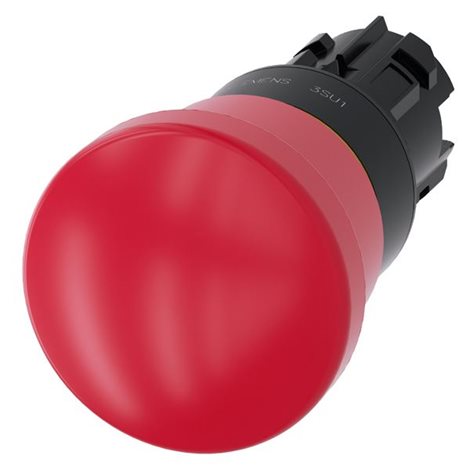 3SU1000-1HA20-0AA0 EM. STOP MUSHROOM PUSHBUTTON, 22MM, ROUND, PLASTIC, RED, 40MM, POSITIVE 2