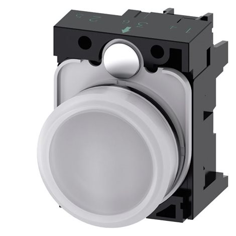 3SU1106-6AA60-1AA0 INDICATOR LIGHT, 22MM, ROUND, PLASTIC, WHITE 230V 1