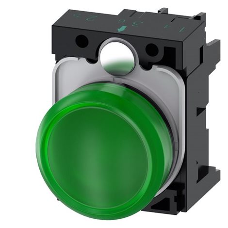 3SU1102-6AA40-1AA0 Indicator lights, 22 mm plastic green LED 24 V AC/DC 1
