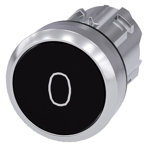 3SU1050-0AB10-0AD0 PUSHBUTTON, 22MM, ROUND, METAL, SHINY, BLACK,  1