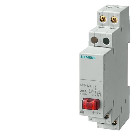5TE4821 PUSHBUTTON, D=70MM 1NC 20A, 1BUTTON RED LAMP 230V 1