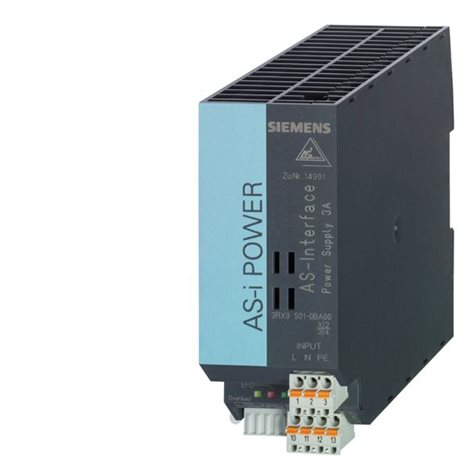 3RX9501-0BA00 AS-INTERFACE POWER SUPPLY IP20; OUT: AS-I DC30V, 3A 1
