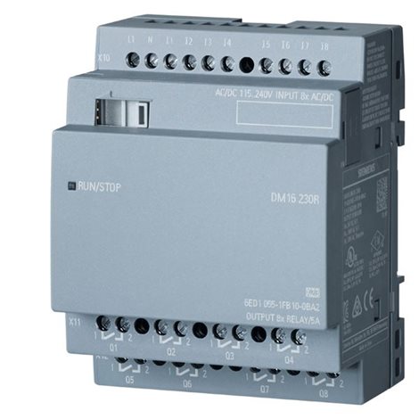 6ED1055-1FB10-0BA2 LOGO! DM16 230R, EXP. MODULE, PU/I/O: 230V/230V/RELAIS, 4TE, 8 DI/8 DO  1
