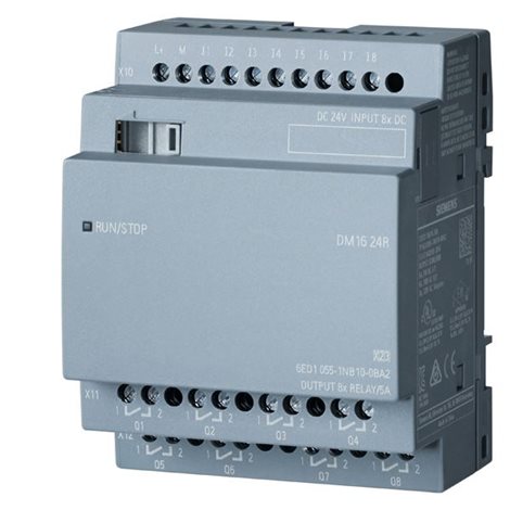 6ED1055-1NB10-0BA2 LOGO! DM16 24R, EXP. MODULE, PU/I/O: 24V DC/24V DC/RELAY 1