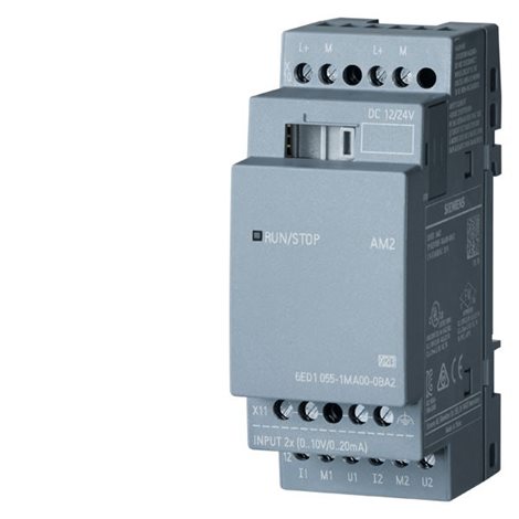 6ED1055-1MA00-0BA2 LOGO! AM2 EXPANSION MODULE, PU: DC 12/24V, 2 AI, 0 - 10V OR 0/4 - 20MA  1