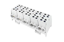 Svorkovnice rozbočovací HLAK 25 5/10 GR-S, 100A, 5pól., AL/CU, IP20, šedá, na DIN /2080519