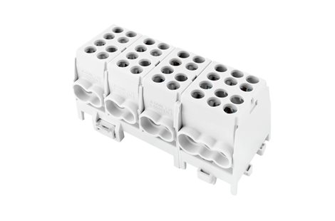 Svorkovnice rozbočovací HLAK 25 4/10 GR-S, 100A, 4pól., AL/CU, IP20, 4xŠ, na DIN /2080427