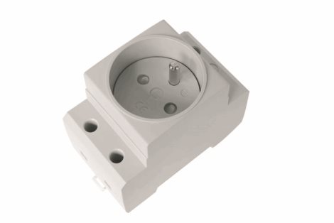 Zásuvka VES-F 230V/16A s ochr. kolíkem, na DIN lištu, šedá /6334791
