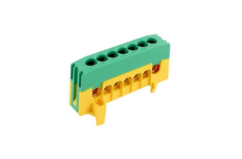 Můstek PE 7-F2 (svorkovnice 7x16mm2), krytý IP20, zeleno-žlutý, 63A, na DIN /2020267