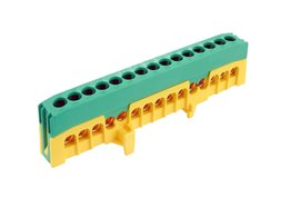 Můstek PE 15-F2 (svorkovnice 15x16mm2), krytý IP20, zeleno-žlutý, 63A, na DIN /2020273